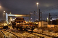 Containerbahnhof Frankfurt Ost im Februar 2014; Gleisanlagen; Waggons