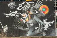 Graffiti "Die Gier nach Geld zerstrt die Welt"