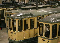 historische Straßenbahnen im Schwanheimer Verkehrsmuseum