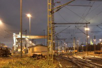 Containerbahnhof Frankfurt Ost im Februar 2014; Gleisanlagen; Waggons